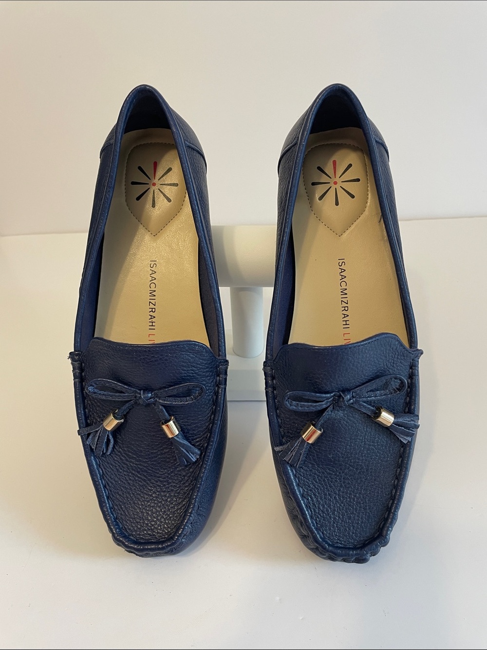 Isaac Mizrahi Navy Leather Tassel Driving Loafers/Moccasins